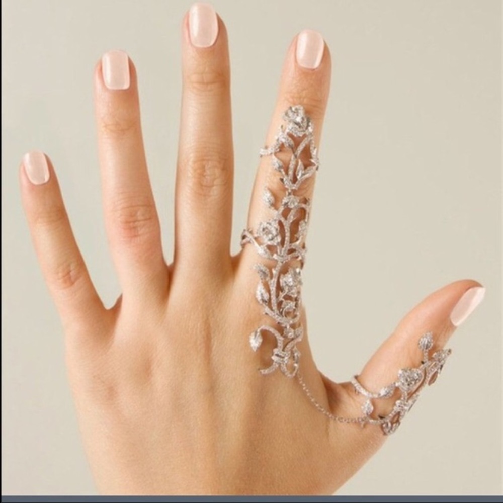 Multiple Finger Stack Crystal Ring. Silver - image 1